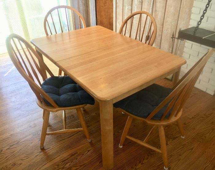 Blonde dining Table with 4 chairs. 
54 x 36