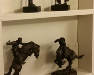 Remington figurines (made in Thailand, about 6-7 inches tall) one has SOLD, cowboy & Indian figurines 