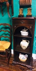 Antique Porcelains and Bookcase