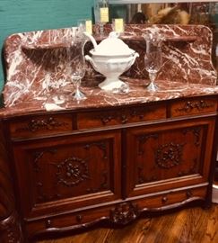 Fine French Corner Commode/Washstand with King of Prussia Marble