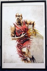 Michael Jordan print by artist Jeremy Kyle signed and numbered 3 of 5 with COA