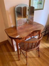 Hardwood vanity and a stool