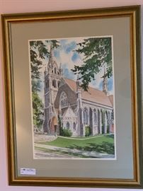 Packer Memorial Chapel at Lehigh University signed Fred Bees
