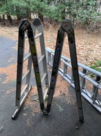 Two aluminum ladders