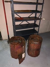 Two rolls of copper and a metal shelf lot