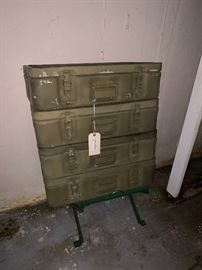 Four metal ammo boxes
