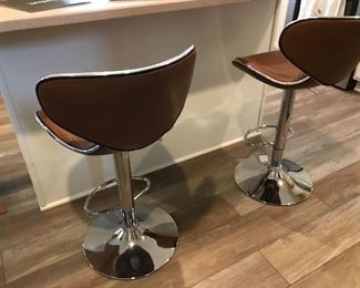 Leather and Chrome Bar Stools
