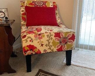 Upholstered Floral Side Chair