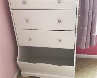 White 3 Drawer Dresser with Storage Bin
