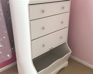 White 3 Drawer Dresser with Storage Bin