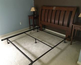 Queen Headboard, Frame and 2 Bedside Tables with Lamps