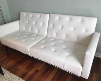 White Leather Tufted Sofa
