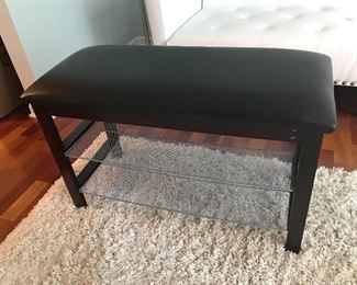 Leather Bench with Shoe Storage