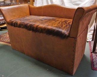 Cowhide bench with storage