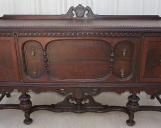 Leather top buffet with nail head trim