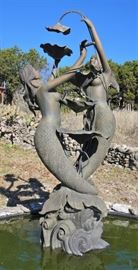 Large double mermaid fountain