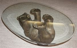 Fun bear on its' back coffee table