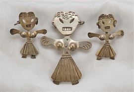 Quirky sterling jewelry set from Mexico