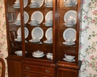 CHINA CABINET, WEDGWOOD EMBOSSED QUEENS WARE SET