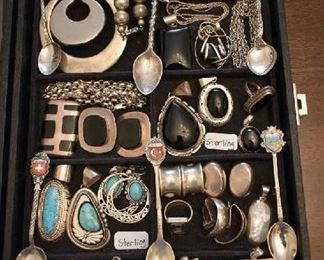 STERLING JEWELRY, SOUVENIER SPOONS