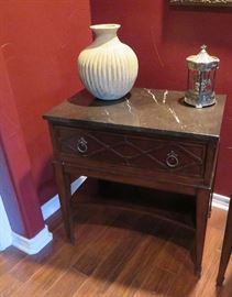 1 of 2 Bernhardt marble top tables