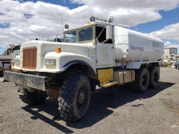 #50 1963 Diamond T M-54 5 Ton 6X6 4,000 Gallon Water Truck
Serial Number: 639806
New re shelled 4,000 gal water tank.  5" deming pump, Mack thermodyne engine. Spare new axle and spare used, wheels tires, door(photos coming soon)
 
Sold on Application for SE Plates only DMV fees: $27 and $70 doc fees 
 