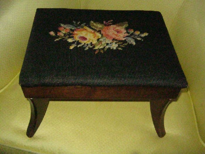 "Embroidered foot stool