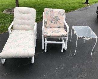 Outdoor lounge and glider chairs