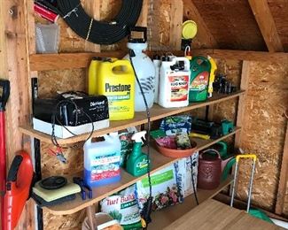 Variety of yard chemicals and grass seeds