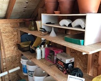 Motor oil, downspout elbows and flower pots