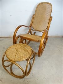 Wicker Rocking Chair Matching Footstool
