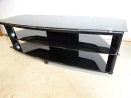 Black Metal Tinted Glass Entertainment Center