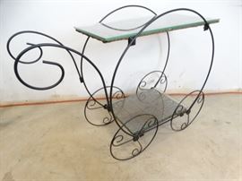 Stagecoach Table with Glass Top Shelves