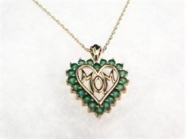 925 Silver Gold Vermeil Pendant Necklace with Emeralds