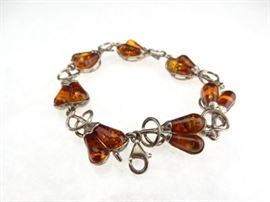 Amber Gemstone Chain Bracelet