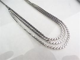 Serpentine Link, 3Tier Sterling Silver Necklace