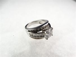 Silver & CZ Engagement Ring, Size 6