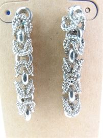 Sterling Silver Interlocking Hoops Dangle Earrings