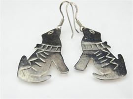 Sterling Silver Tribal Dog Earrings