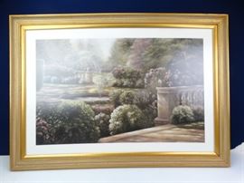 Elegant, GoldFramed Gardenscape Painting