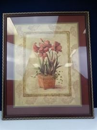 Ornate, MaroonFramed Floral Oil Painting