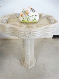 Concrete Birdbath Plastic Butterfly Stone