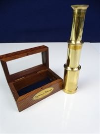 Nautical Brass Captains Spyglass in Wood Box