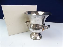 Large, SilverColored Chalice Vase