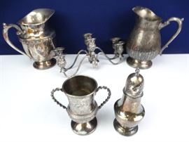 SilverPlated Pitchers, Candleabras, Mug,  Incense Diffuser