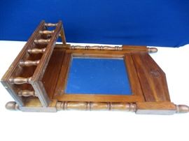 Vintage, Wooden Hall Hanging Mirror Basket