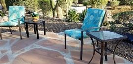 Pretty blue outdoor furniture for sale.