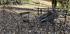 Metal outdoor donkey and cart  planter for sale.