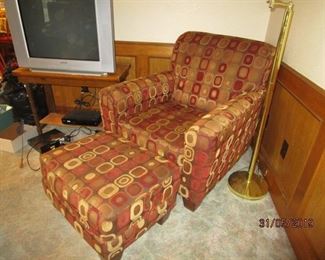CHAIR WITH MATCHING OTTOMAN