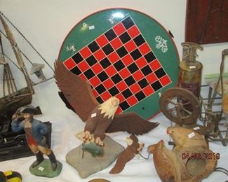 carved Eagle and old Chinese checker board